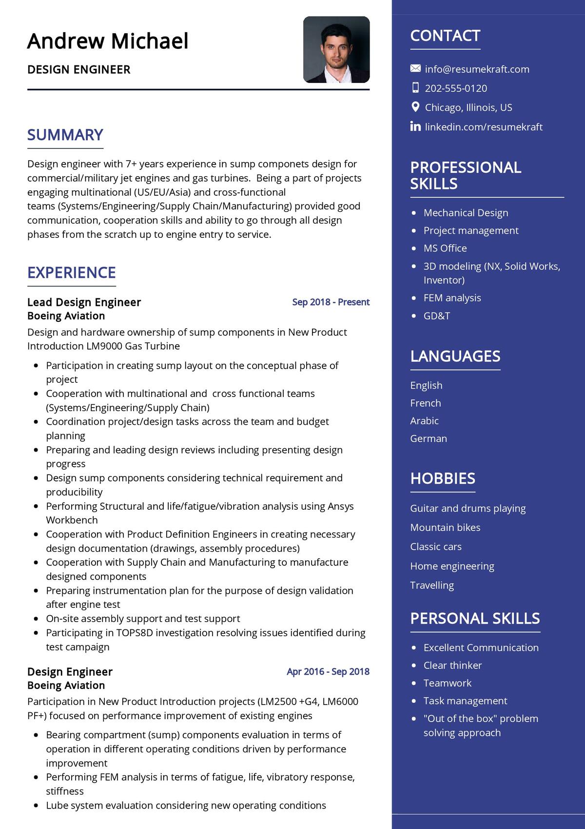 Design Engineer CV Sample in 2024 - ResumeKraft