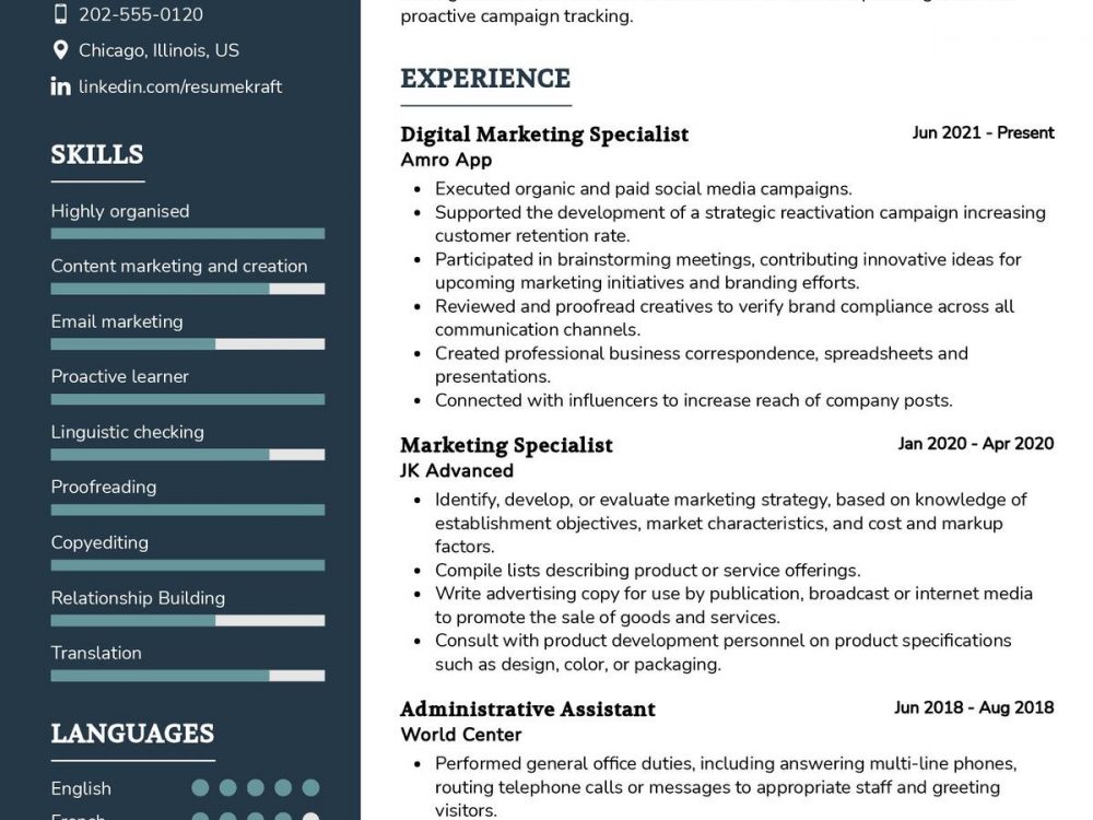 Digital Marketing Specialist CV Sample in 2025 - ResumeKraft