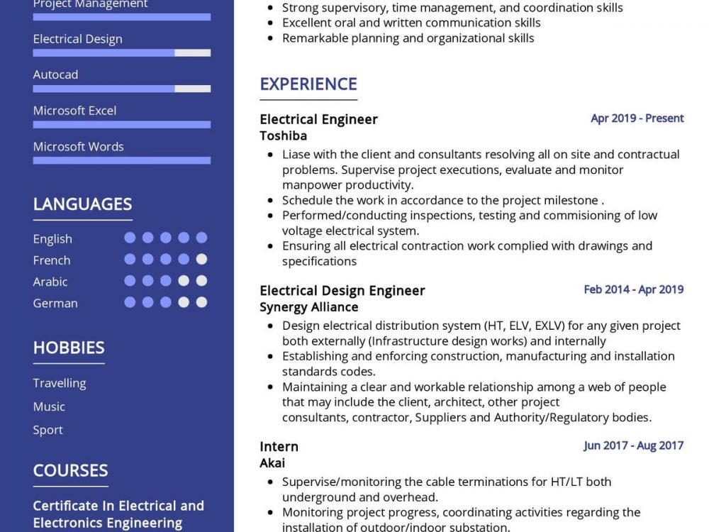 Electrical Engineer CV Sample
