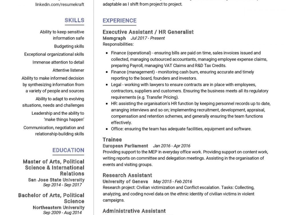 Executive Assistant CV Template