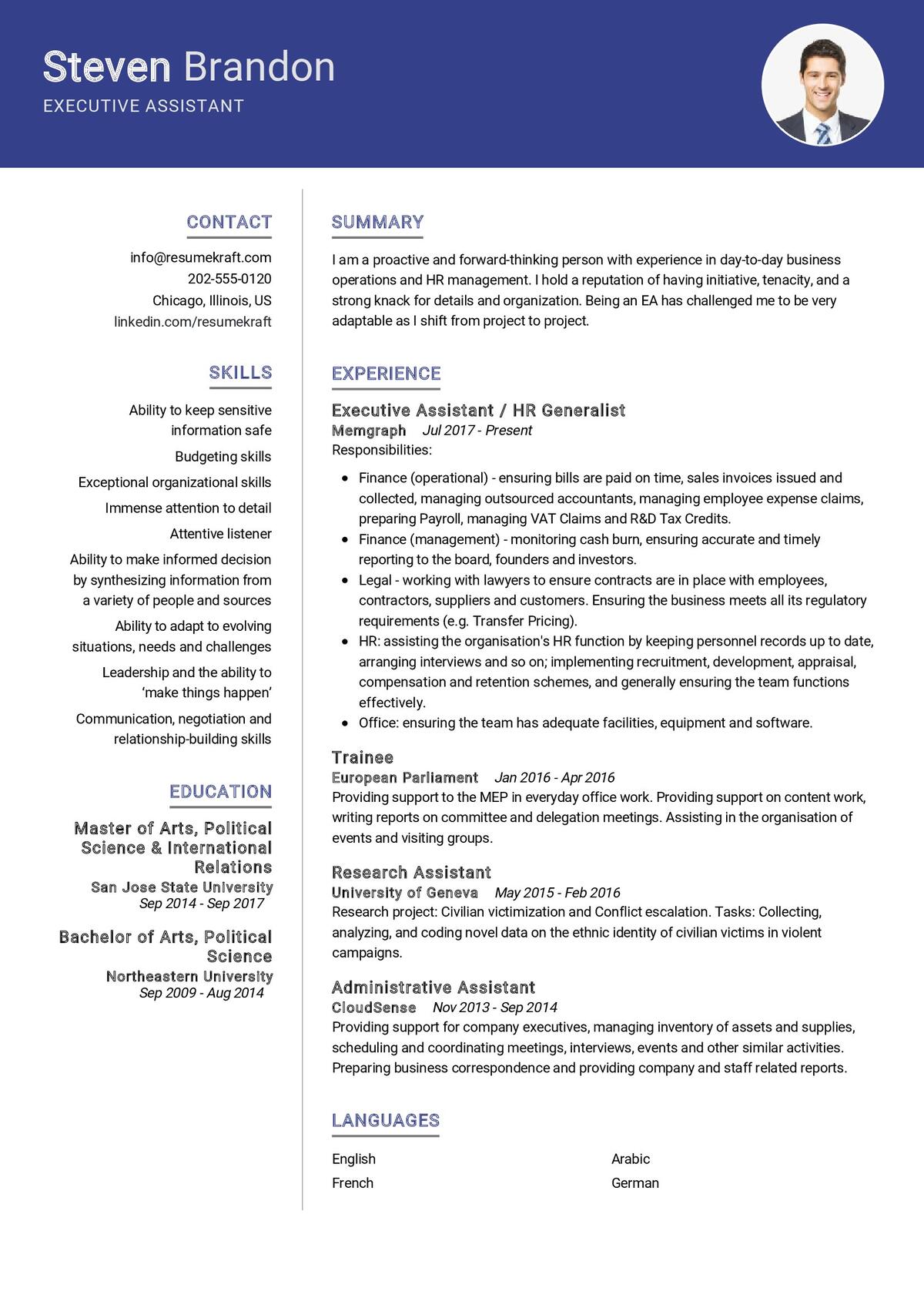 cv personal statement for executive assistant