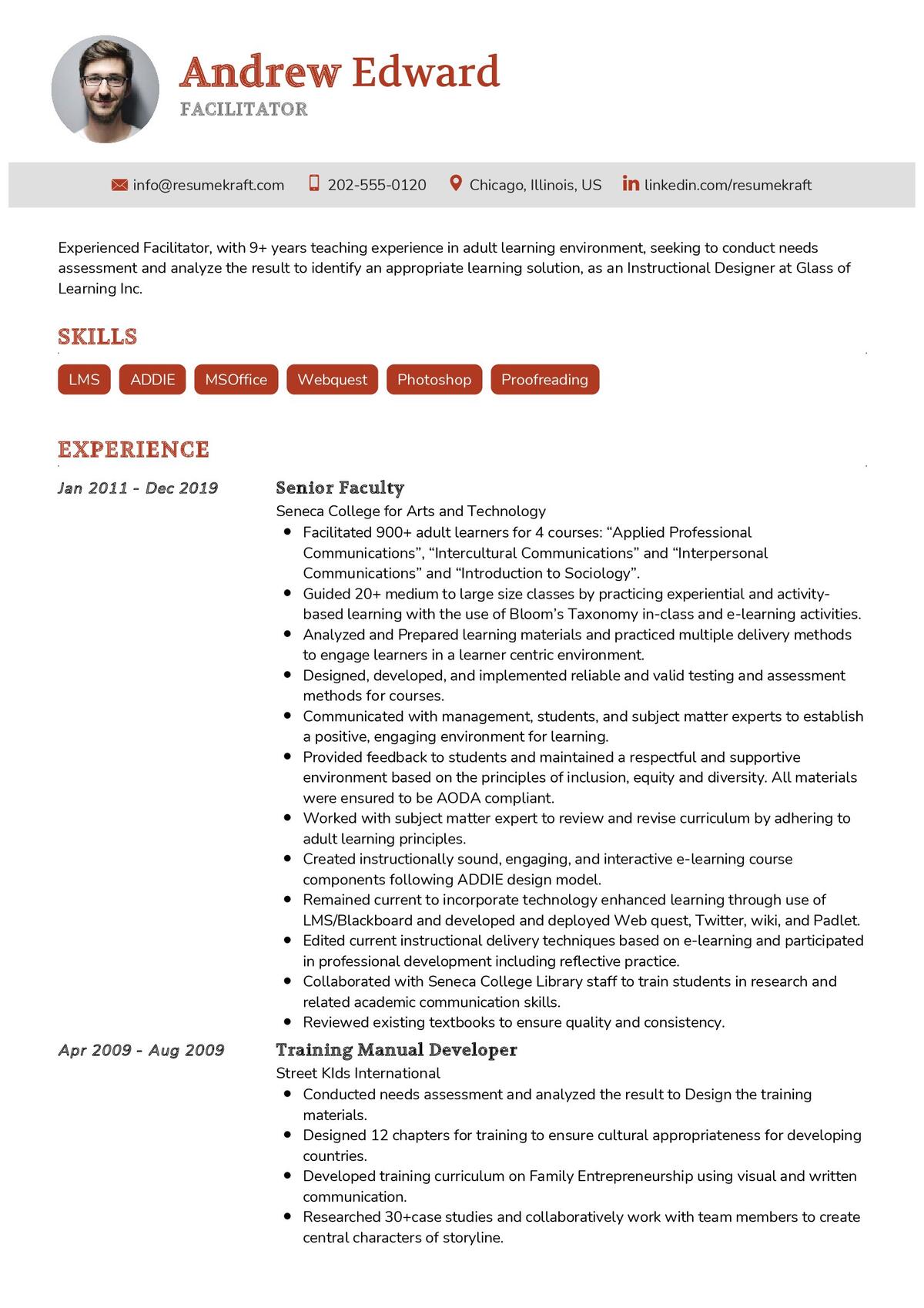 Facilitator CV Sample in 2024 ResumeKraft