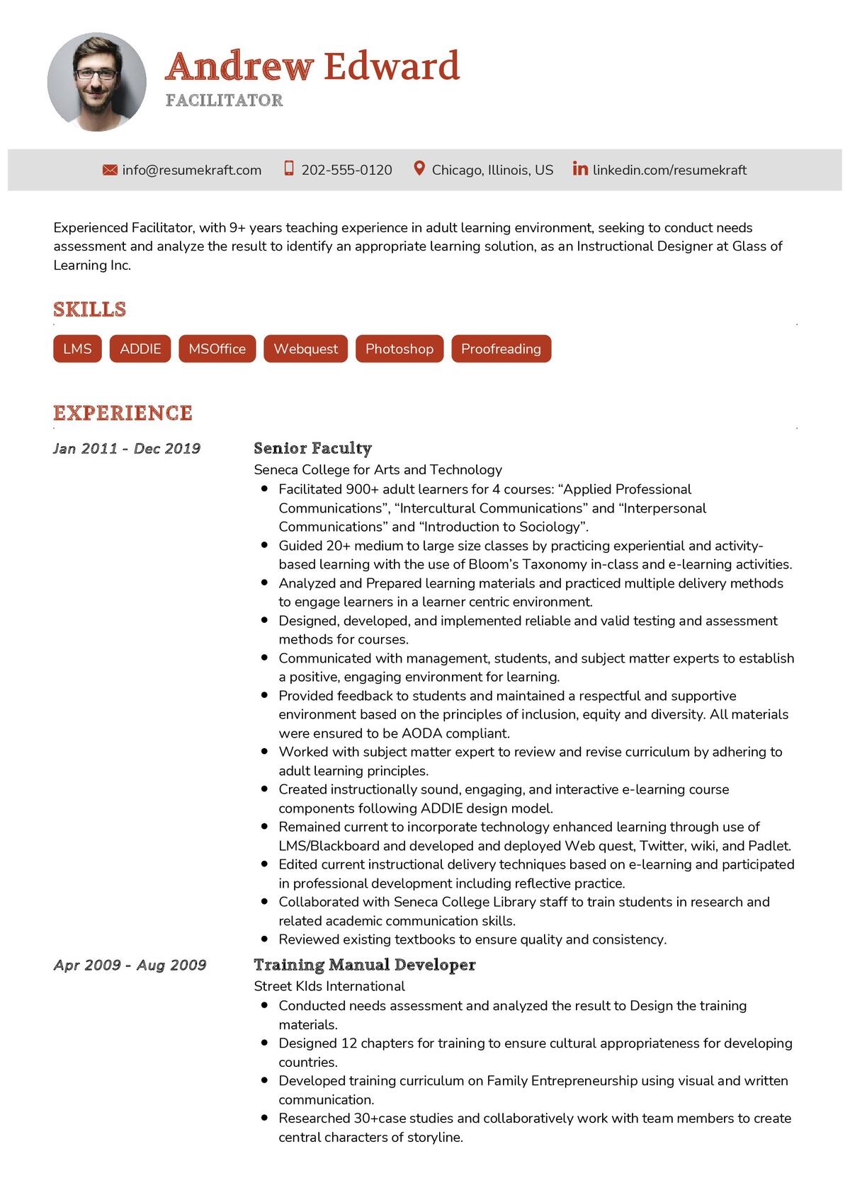 Facilitator Cv Sample In Resumekraft