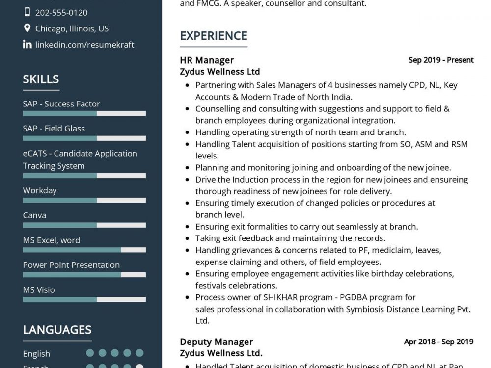 Human Resource Manager CV Template