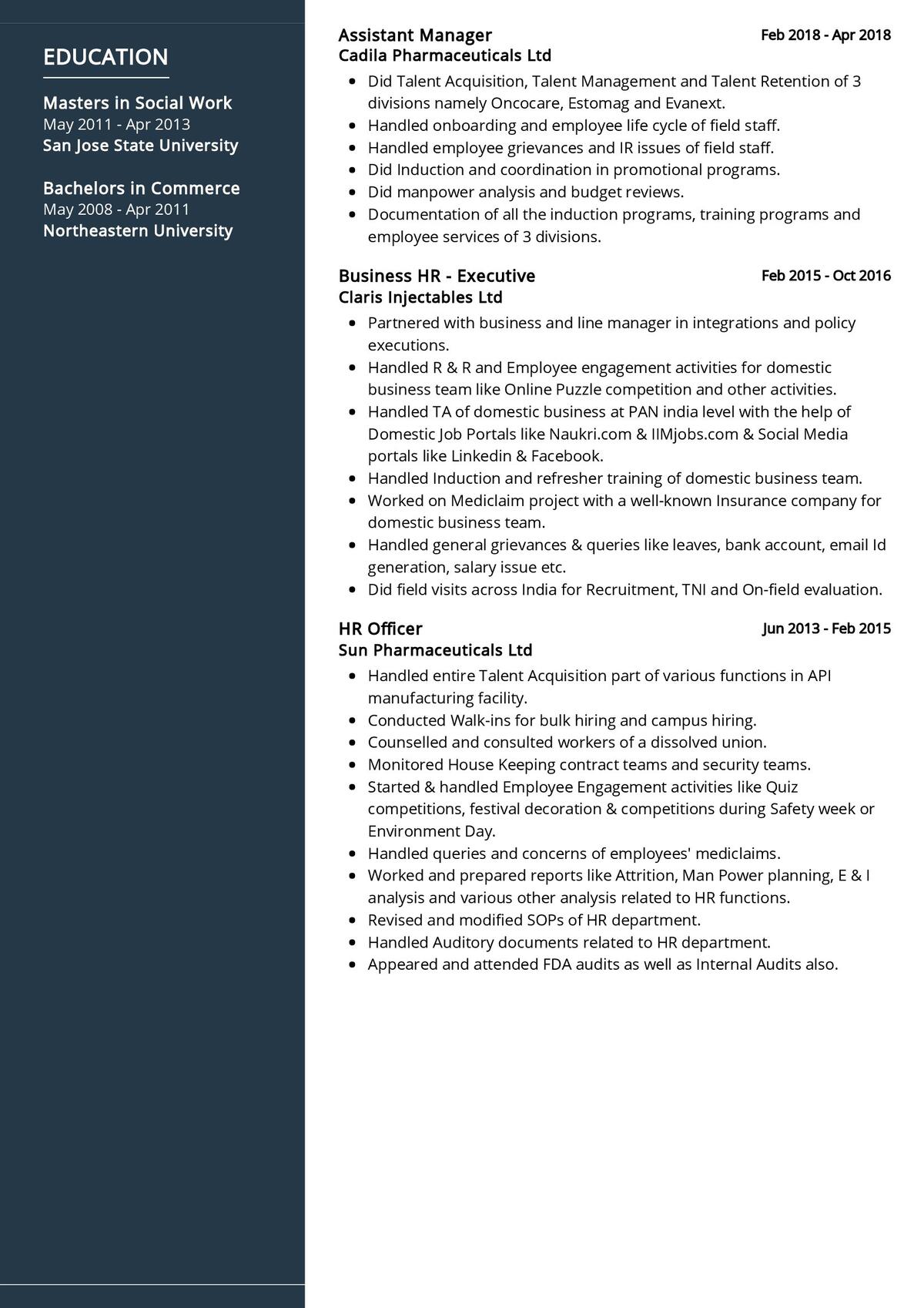 hr resume format download