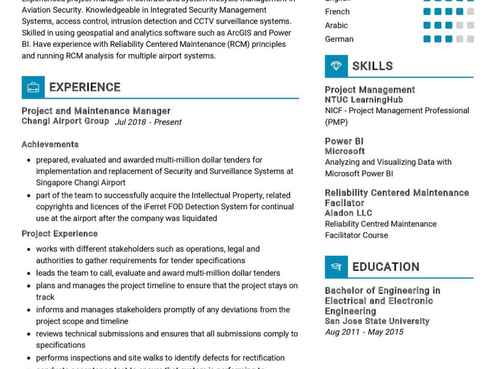 Maintenance Manager CV Sample