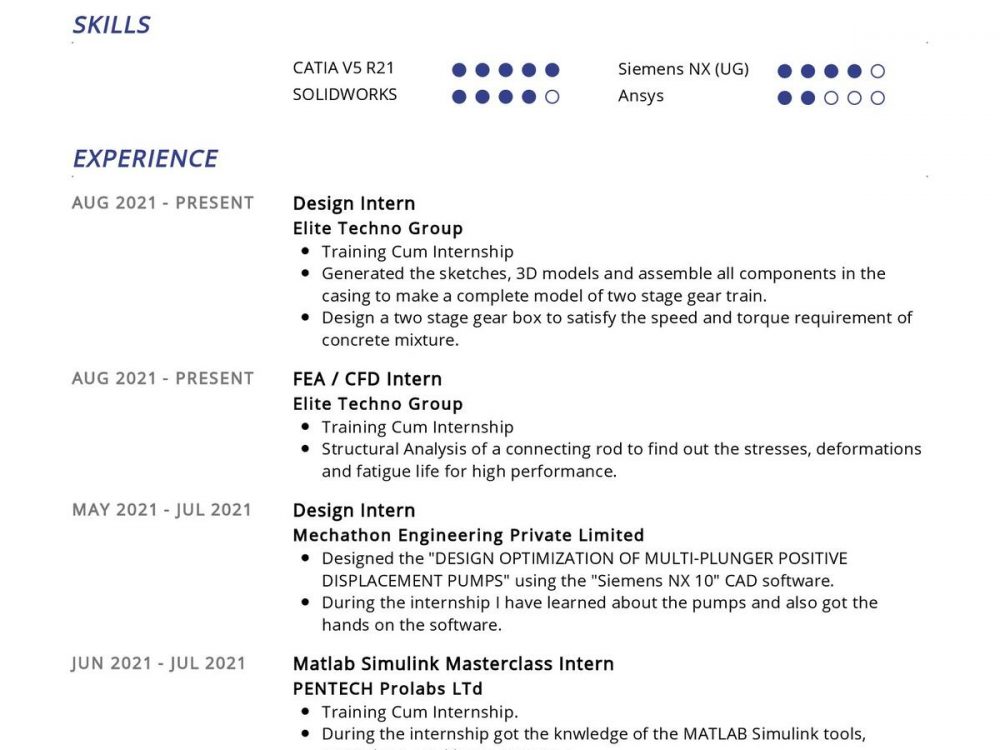 Mechanical Engineer CV Sample