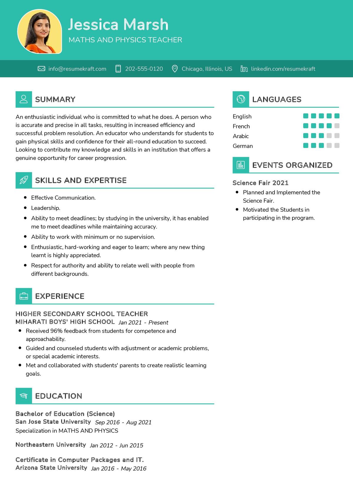 Infographic Resume For Teachers