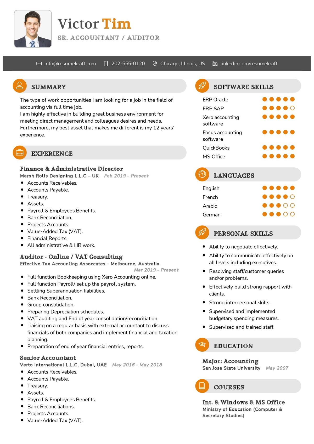 free resume format for accountant job