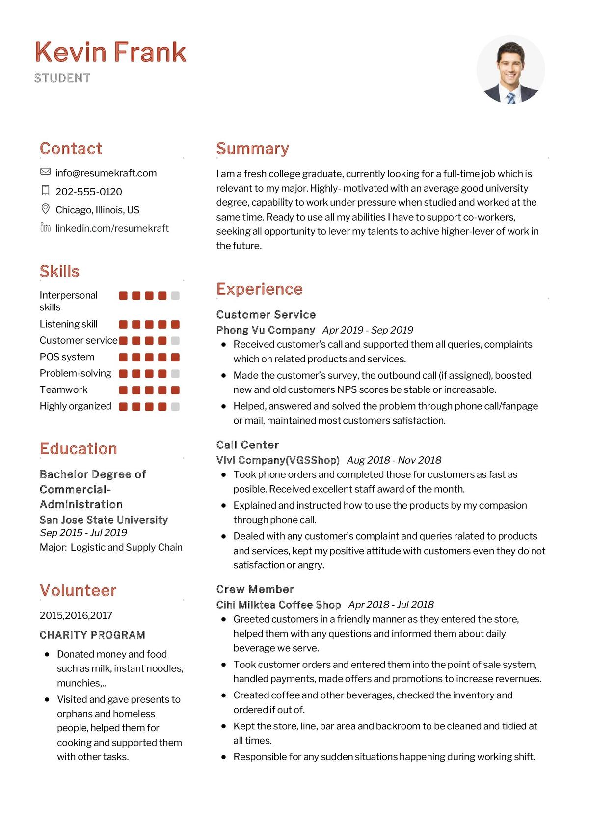 student cv assignment