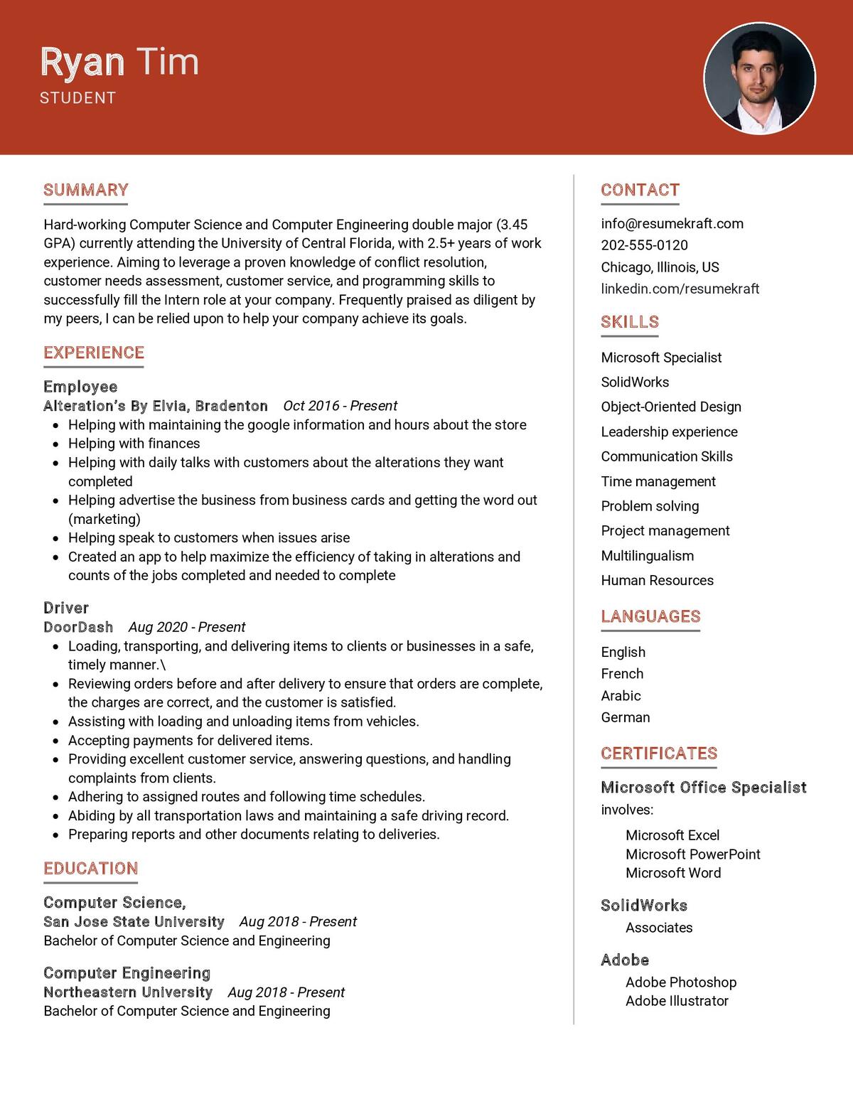 Student CV Sample Template in 2024 ResumeKraft