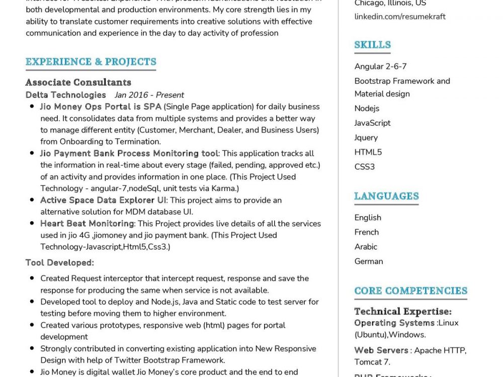 UI Developer CV Sample