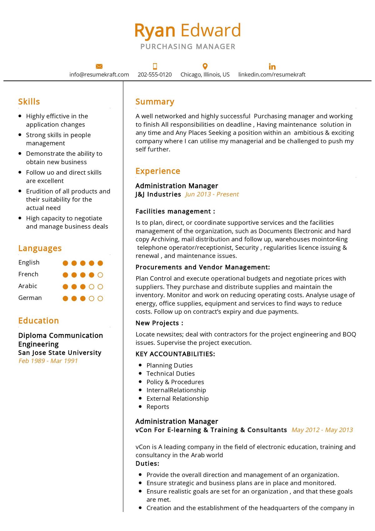 Purchase Officer Cv Format Senior Procurement Manager Resume Samples