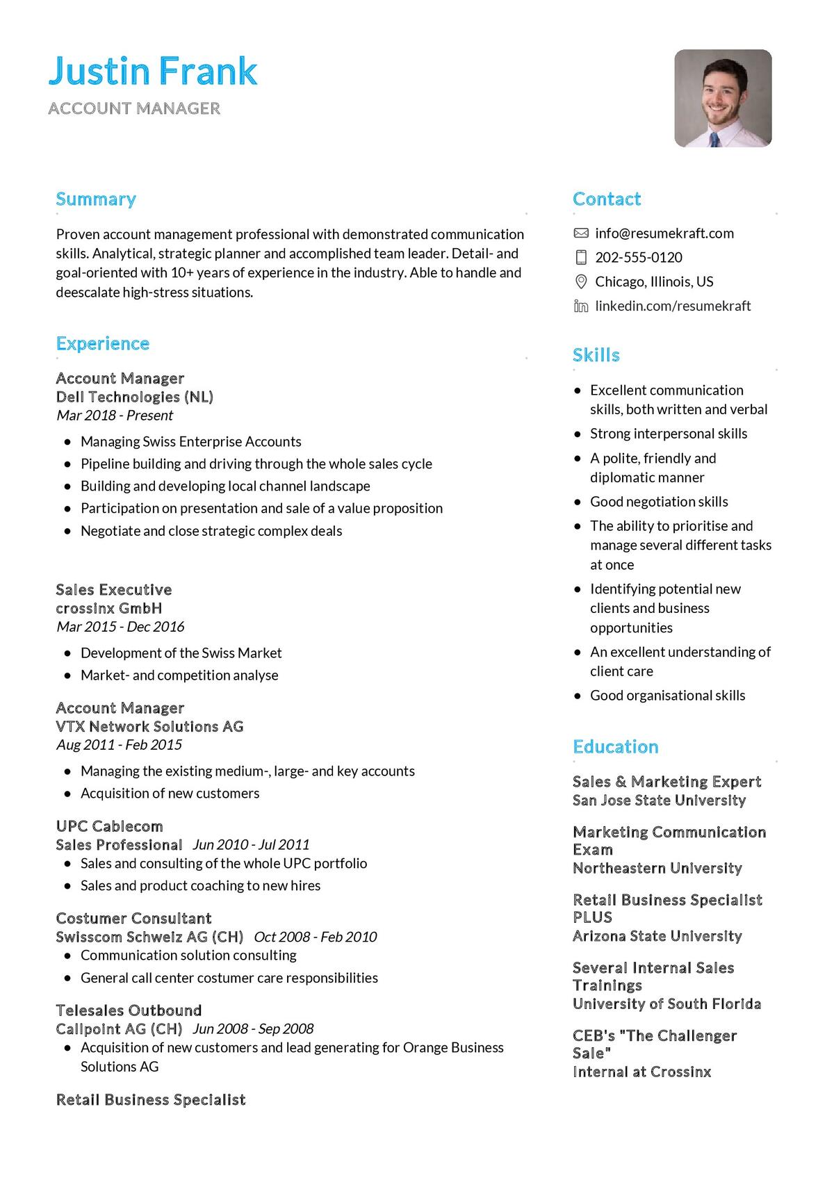 resume template for account manager