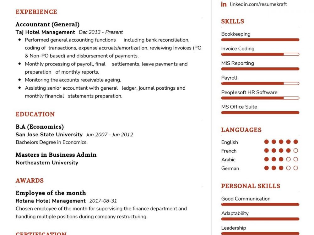 Accountant CV Sample