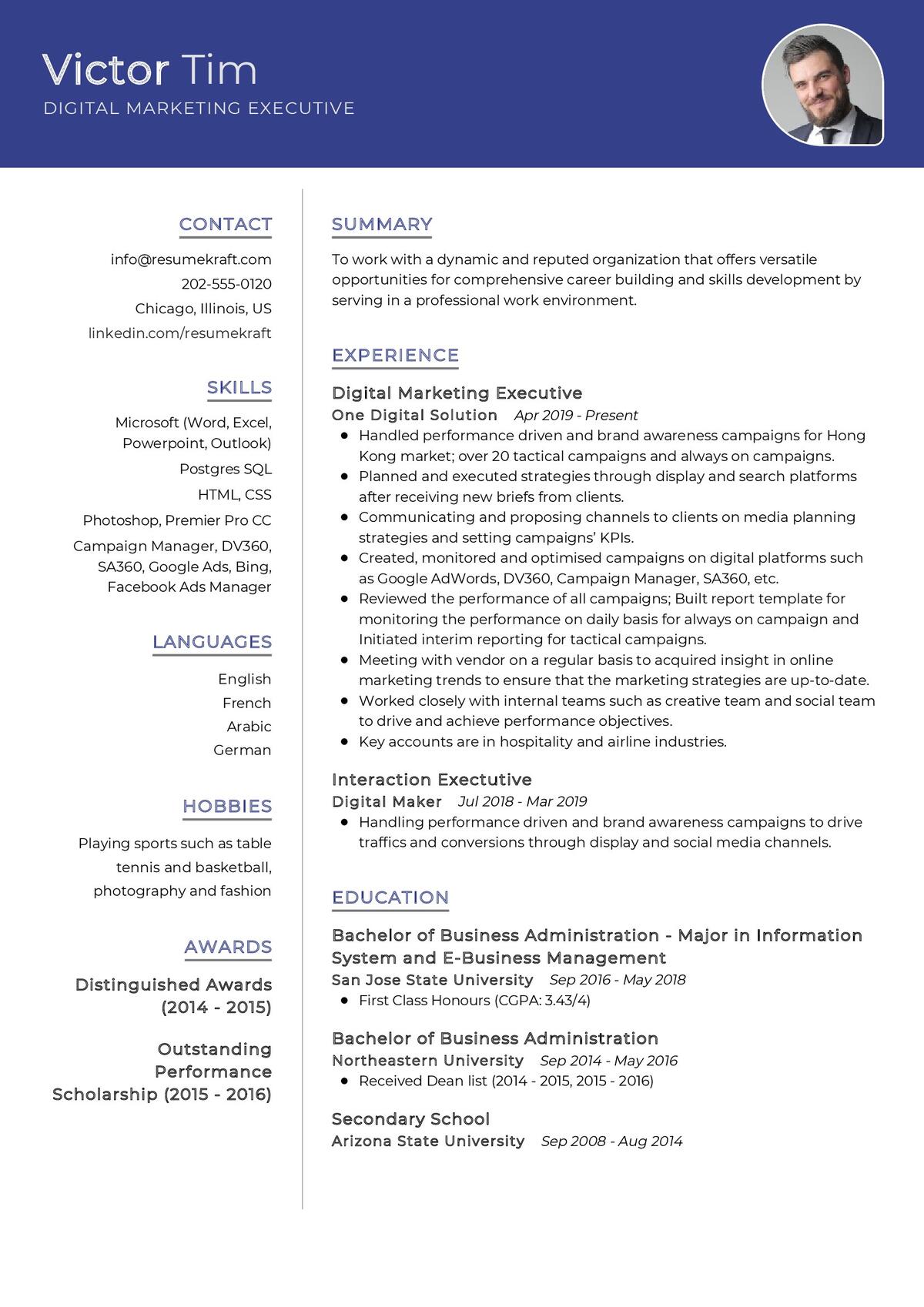 Digital Marketing Executive CV Sample 