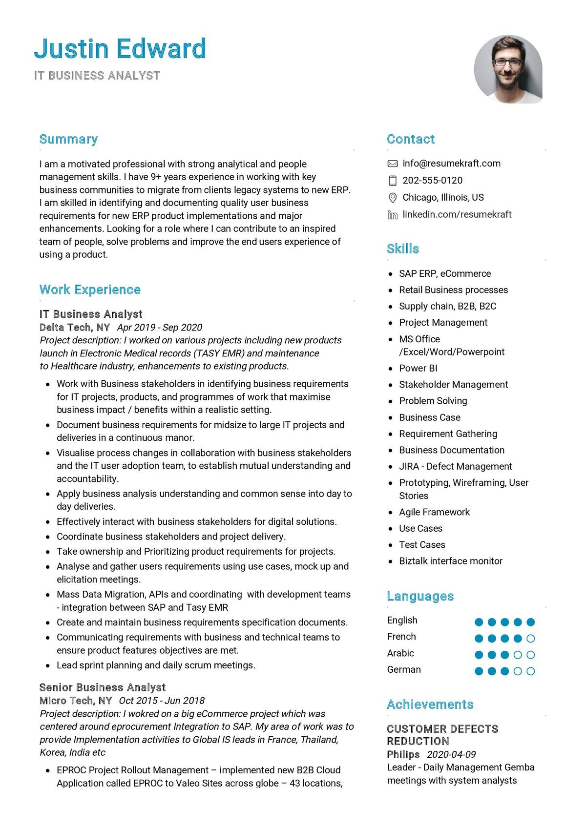 IT Business Analyst CV Sample in 2024 - ResumeKraft