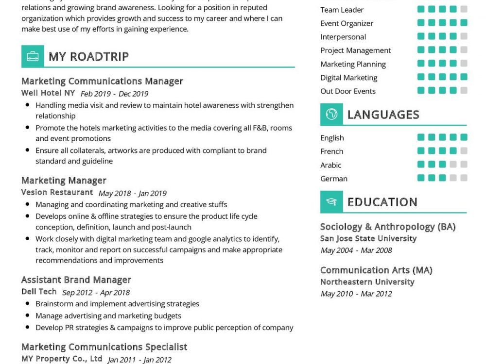 Marketing Communications Manager CV Sample