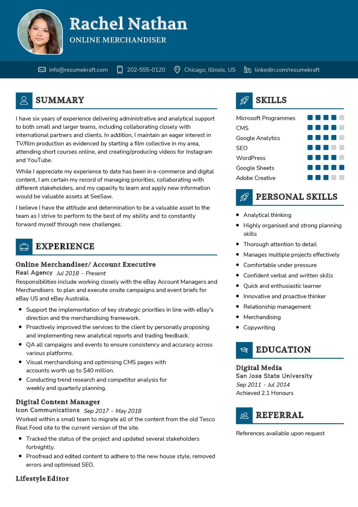 Online Merchandiser CV Example in 2024 ResumeKraft