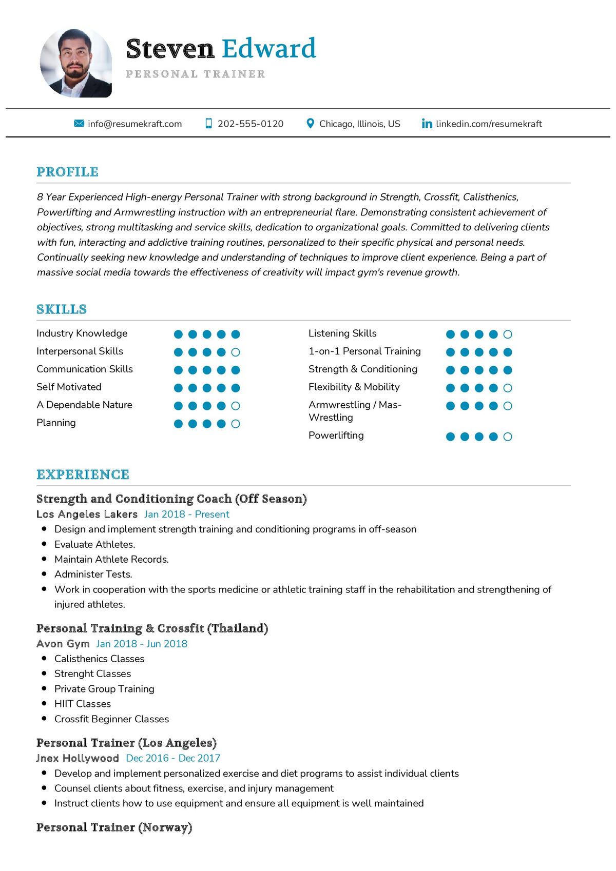  Personal Trainer CV Sample In 2024 ResumeKraft