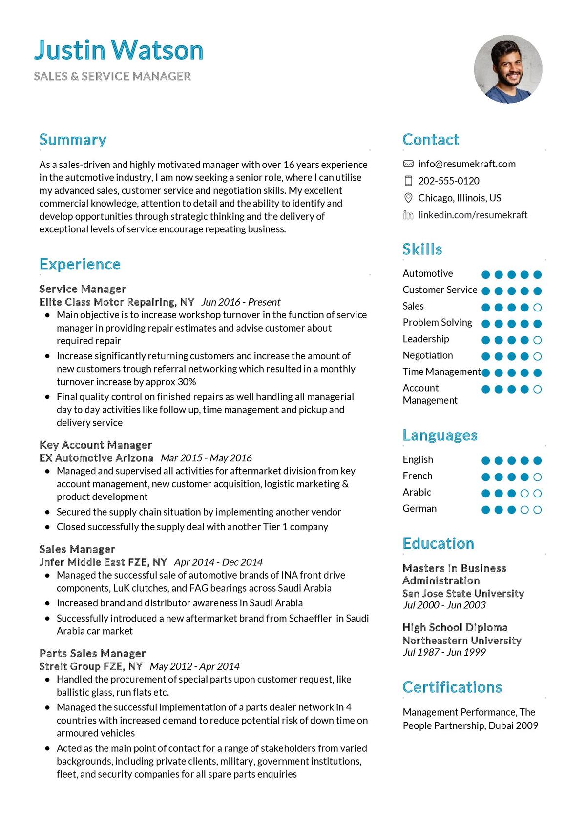 Sales Manager Cv Examples Uk