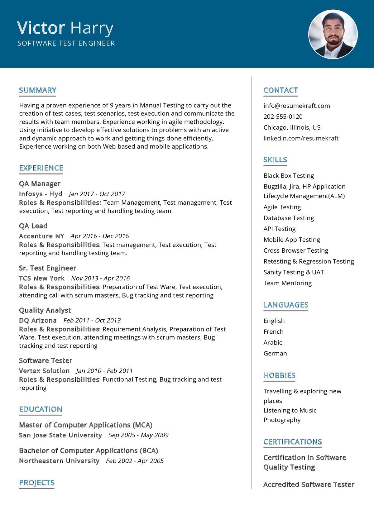 Software Test Engineer CV Example in 2024 - ResumeKraft