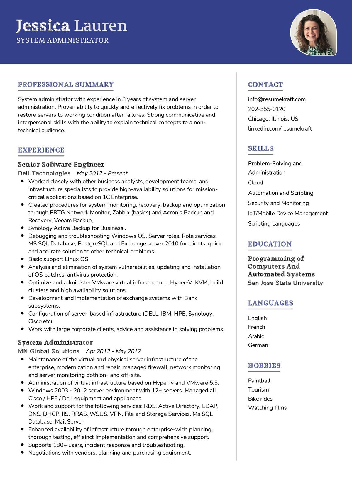 System Administrator CV Sample In 2024 ResumeKraft   System Administrator CV Sample 