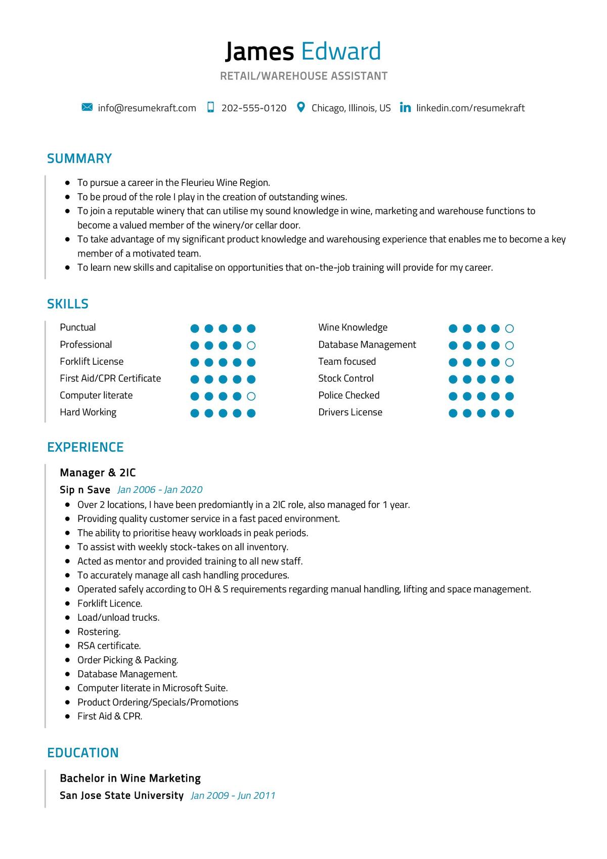 Warehouse Assistant CV Sample in 2024 ResumeKraft