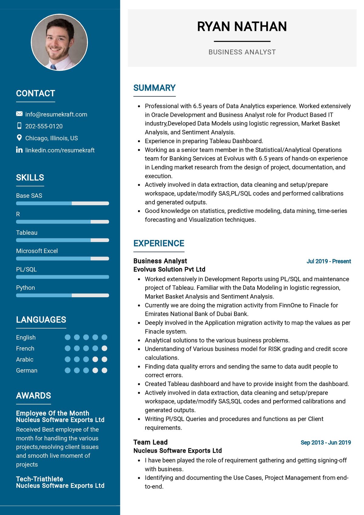 sample resume for agile business analyst