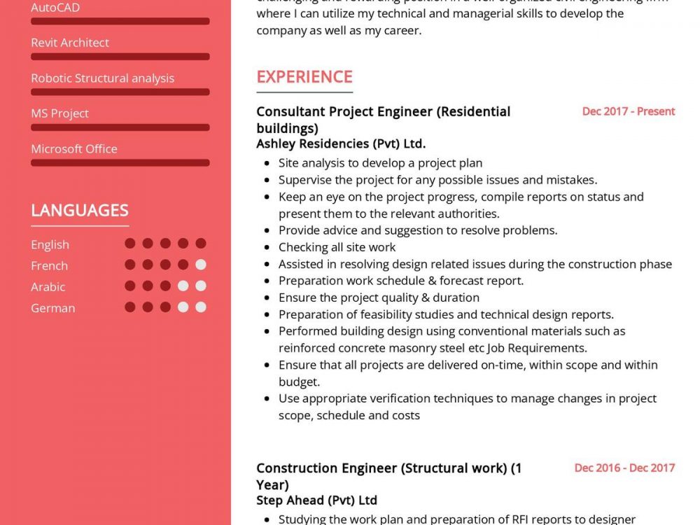 Civil Engineer CV Example