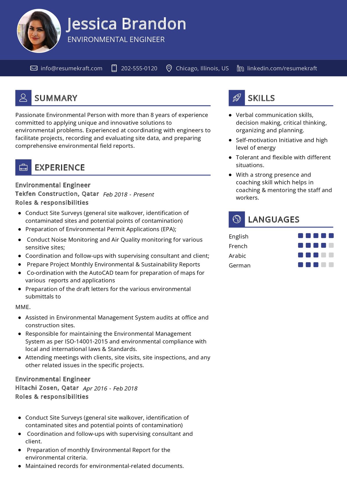 environmental engineer resume sample