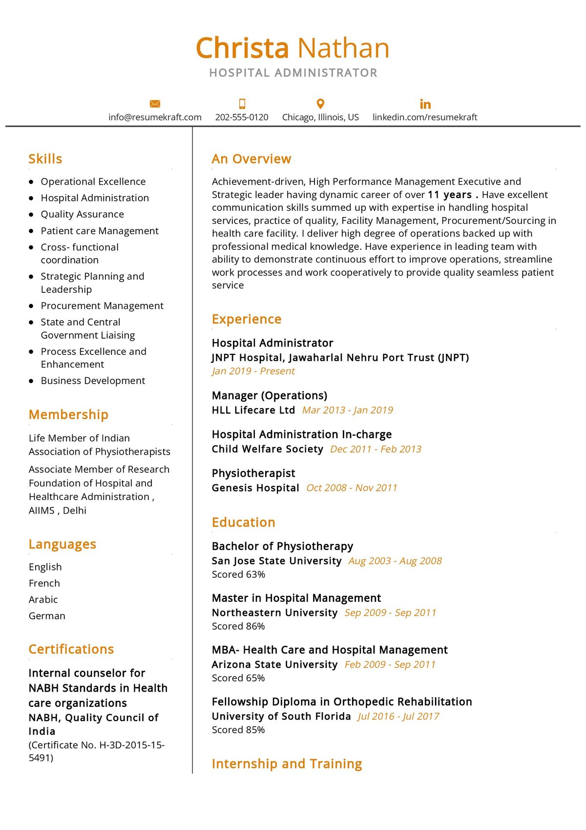 hospital resume format pdf