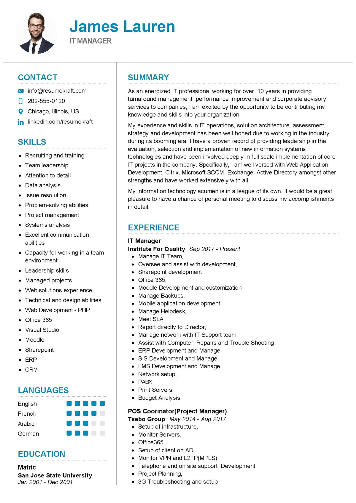 IT Manager Resume Template 