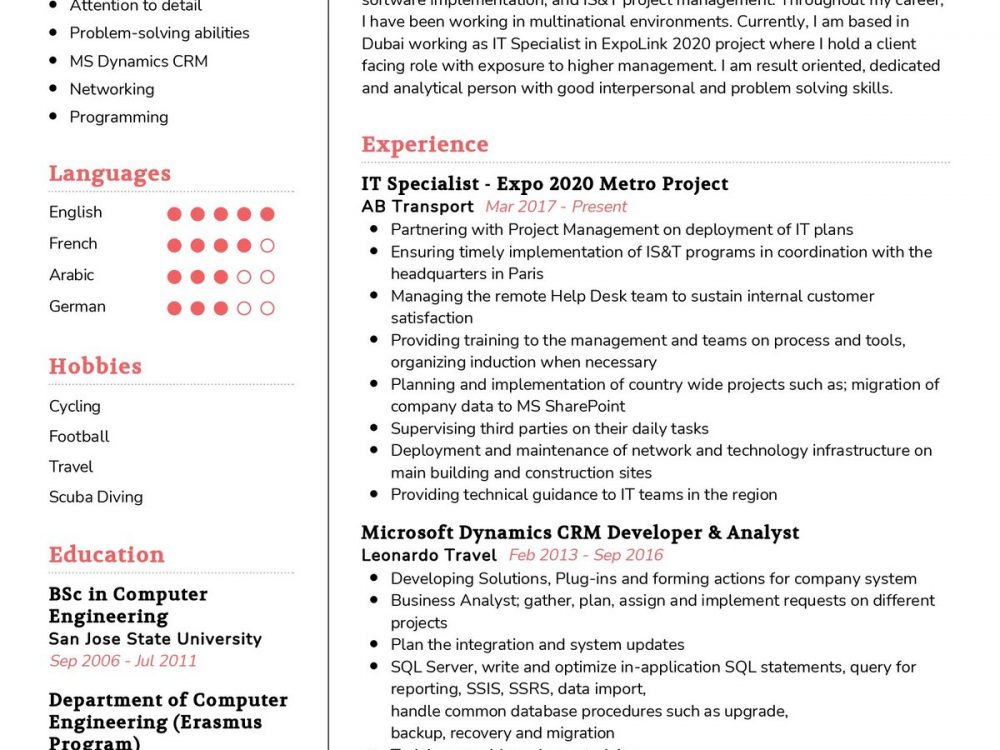 Information Systems Resume Template