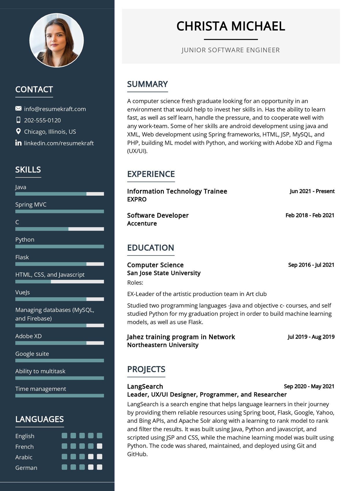 Junior Software Engineer Template in 2024 - ResumeKraft