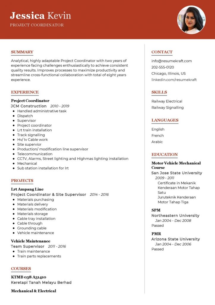 CV Template In 2024 ResumeKraft   Project Coordinator Resume Template 724x1024 