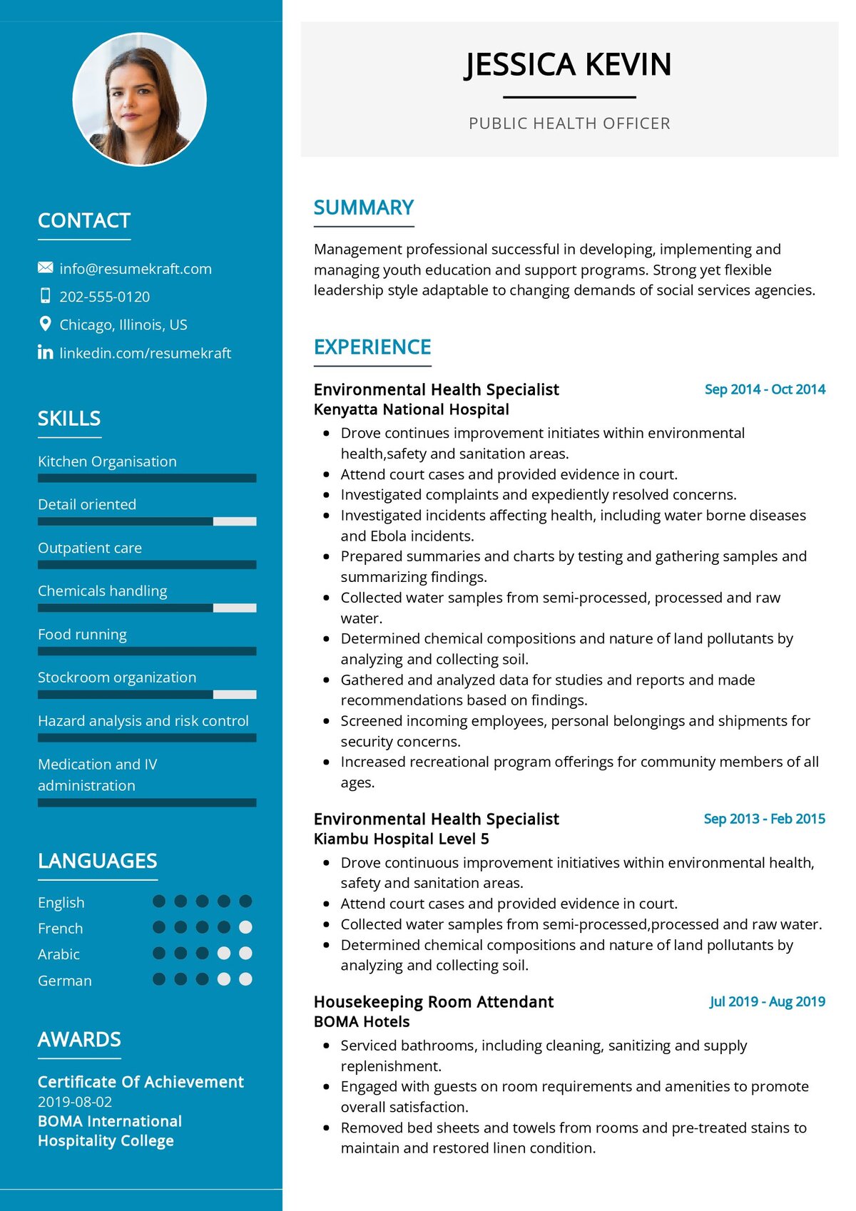 Public Health Officer Resume Template