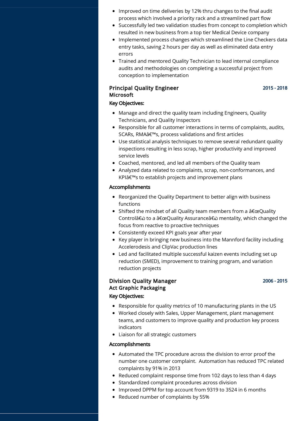 Quality Assurance Manager CV Sample in 2024 - ResumeKraft