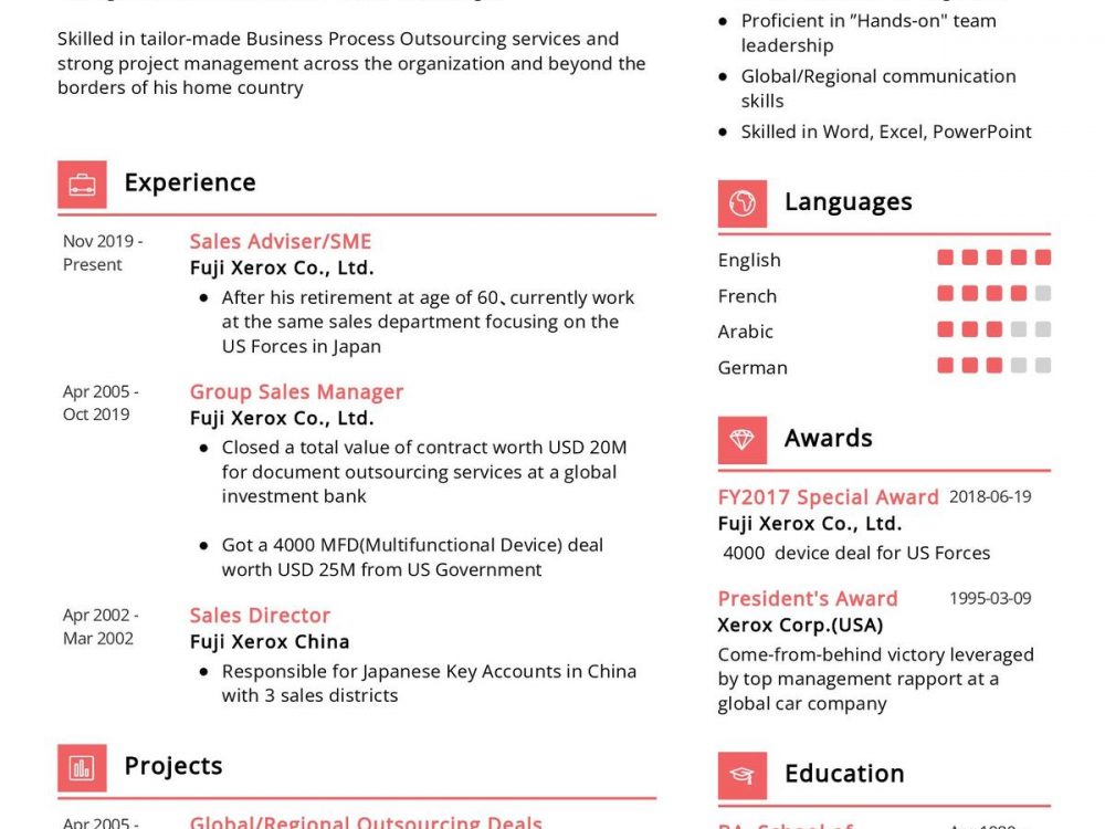 Sales Manager CV Example