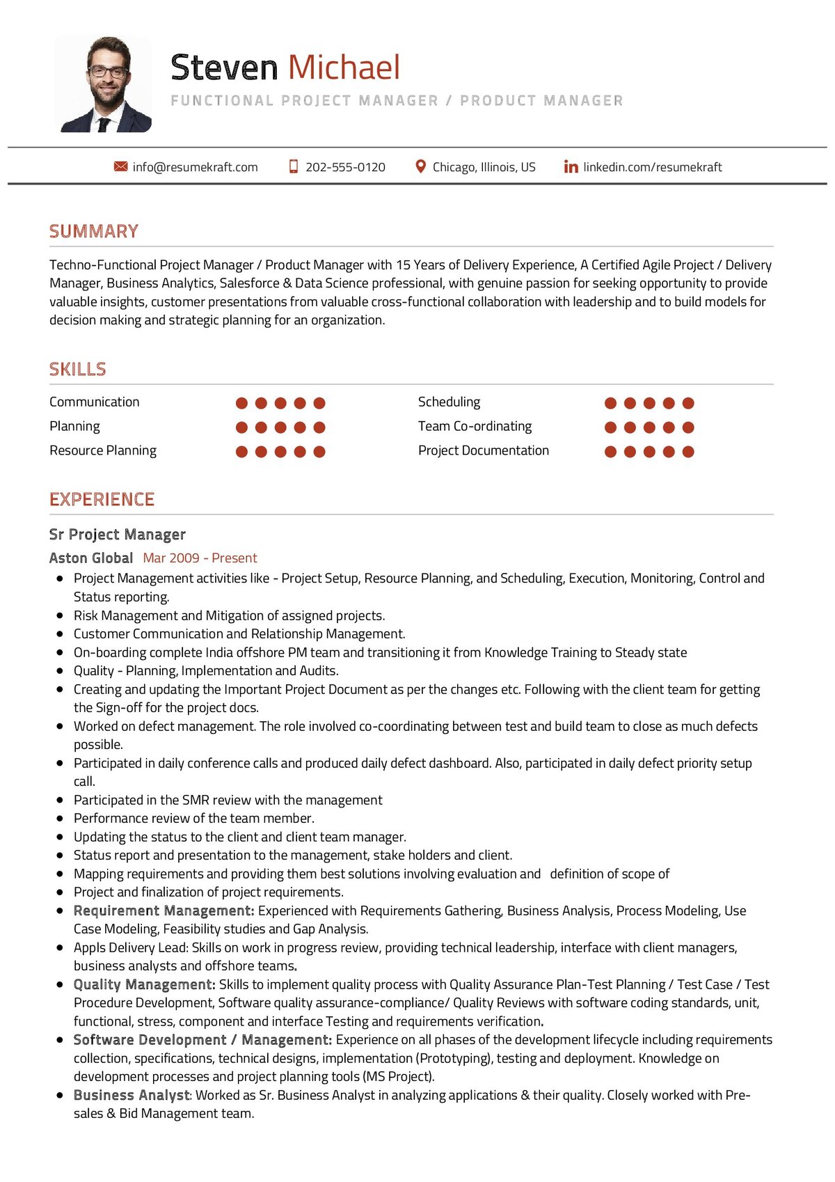 project manager resume highlights