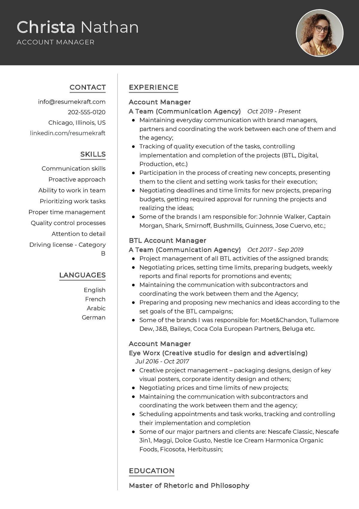 account manager responsibilities resume