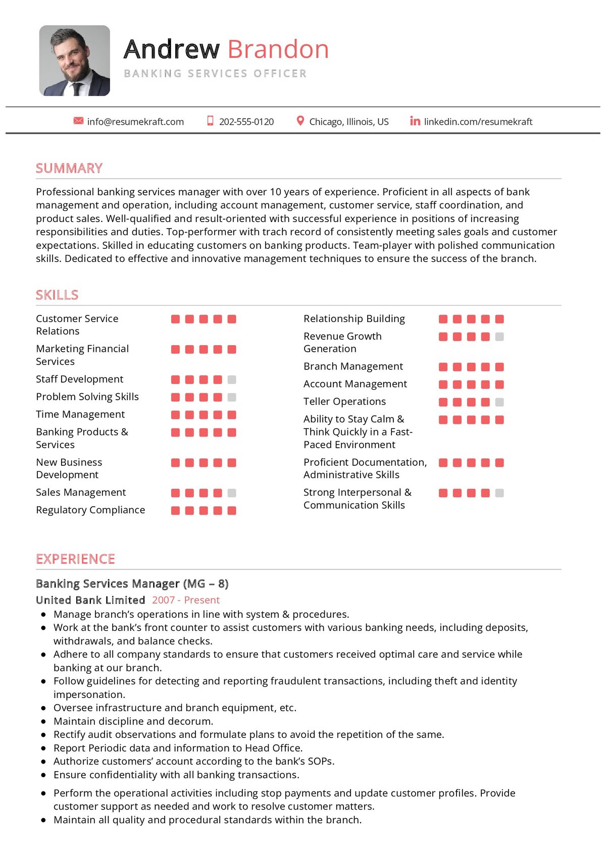 Banking Services Officer Resume Sample In 2024 ResumeKraft   Banking Services Officer Resume Sample 