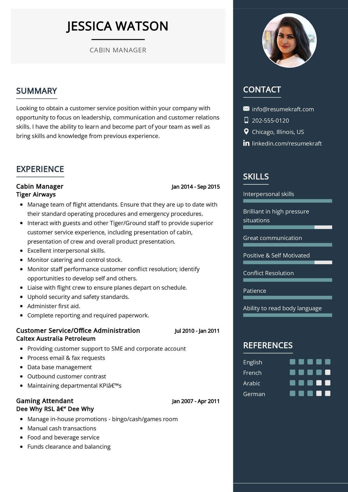 professional resume format for airline ground staff