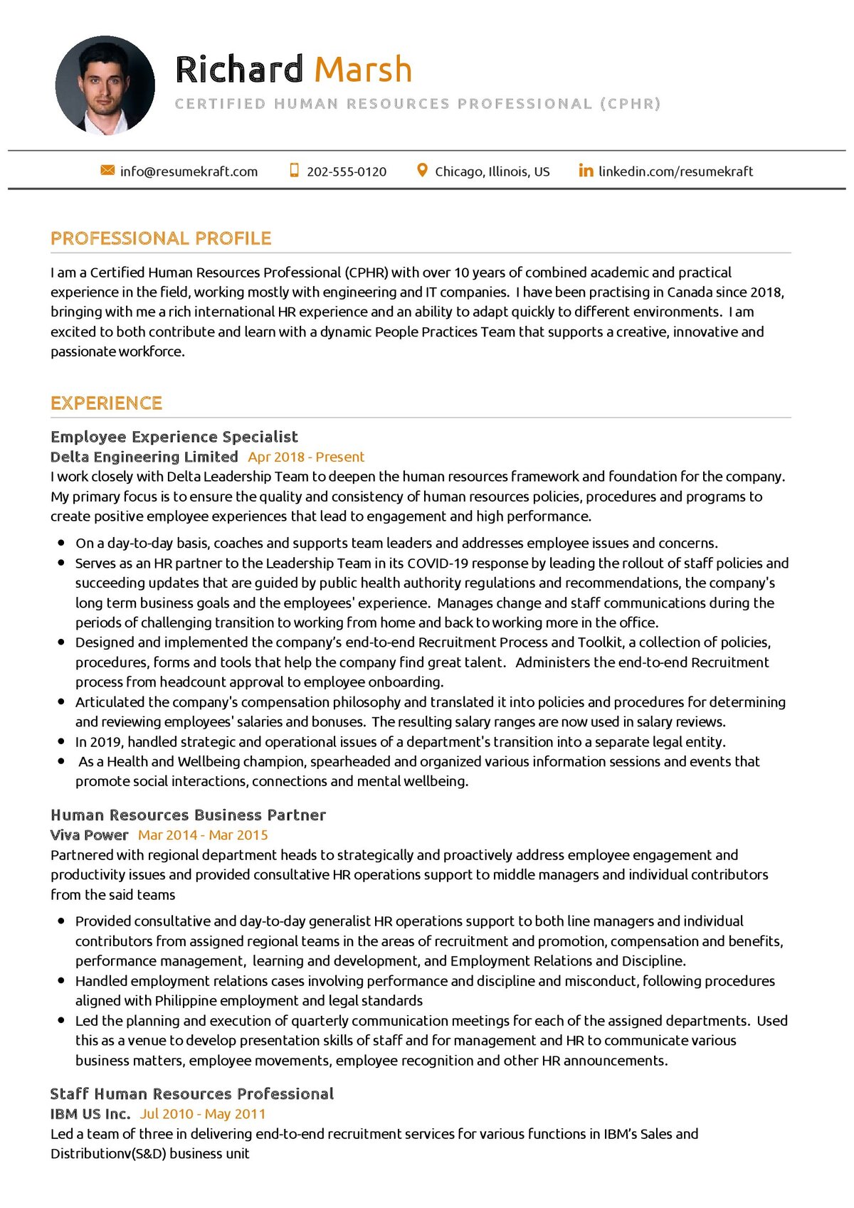 resume human resources professional