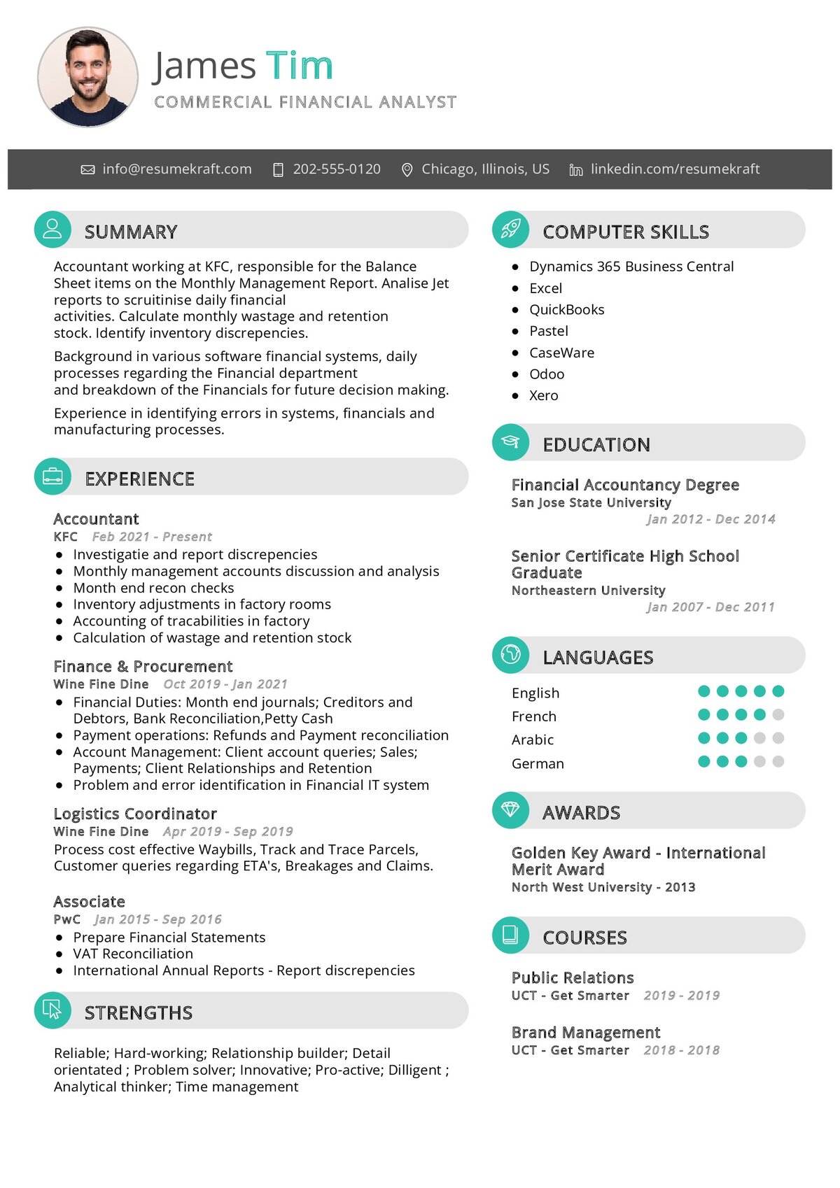 Commercial Financial Analyst Resume Template