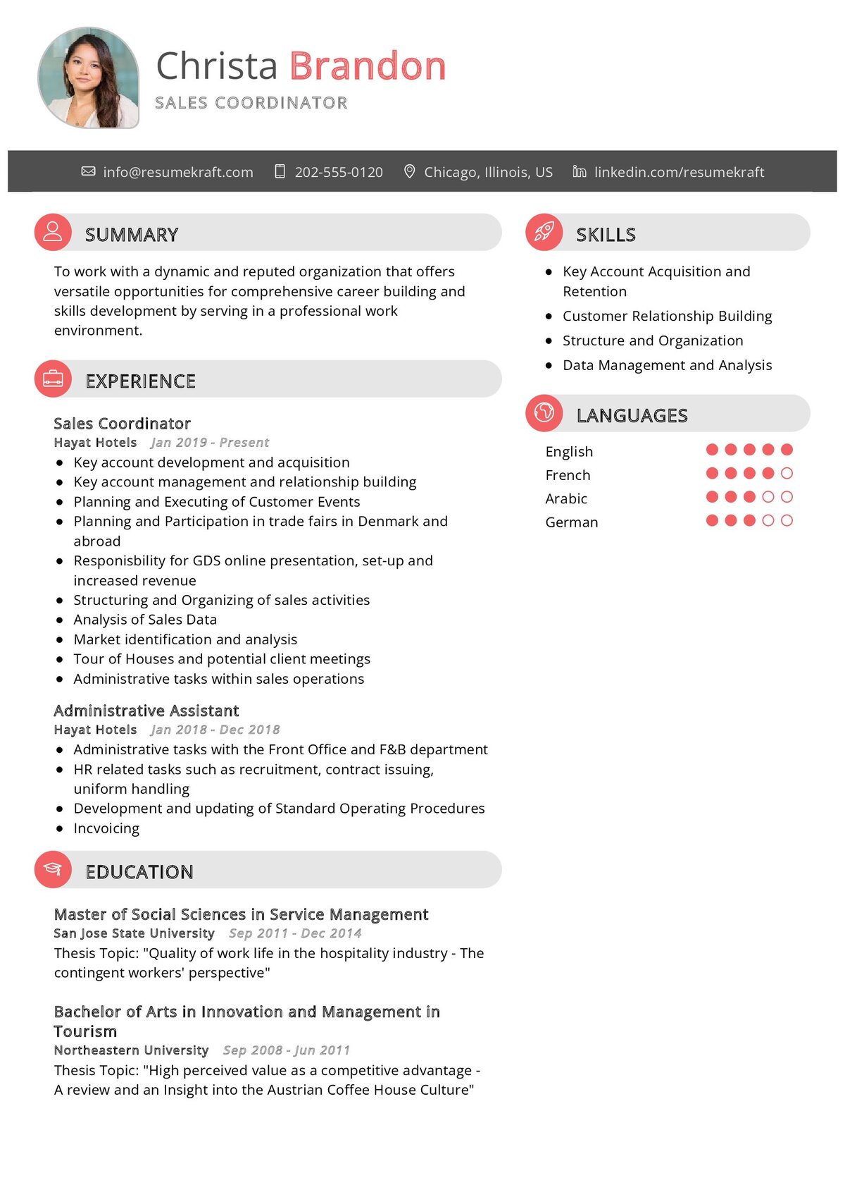 Sales Coordinator Resume Sample India