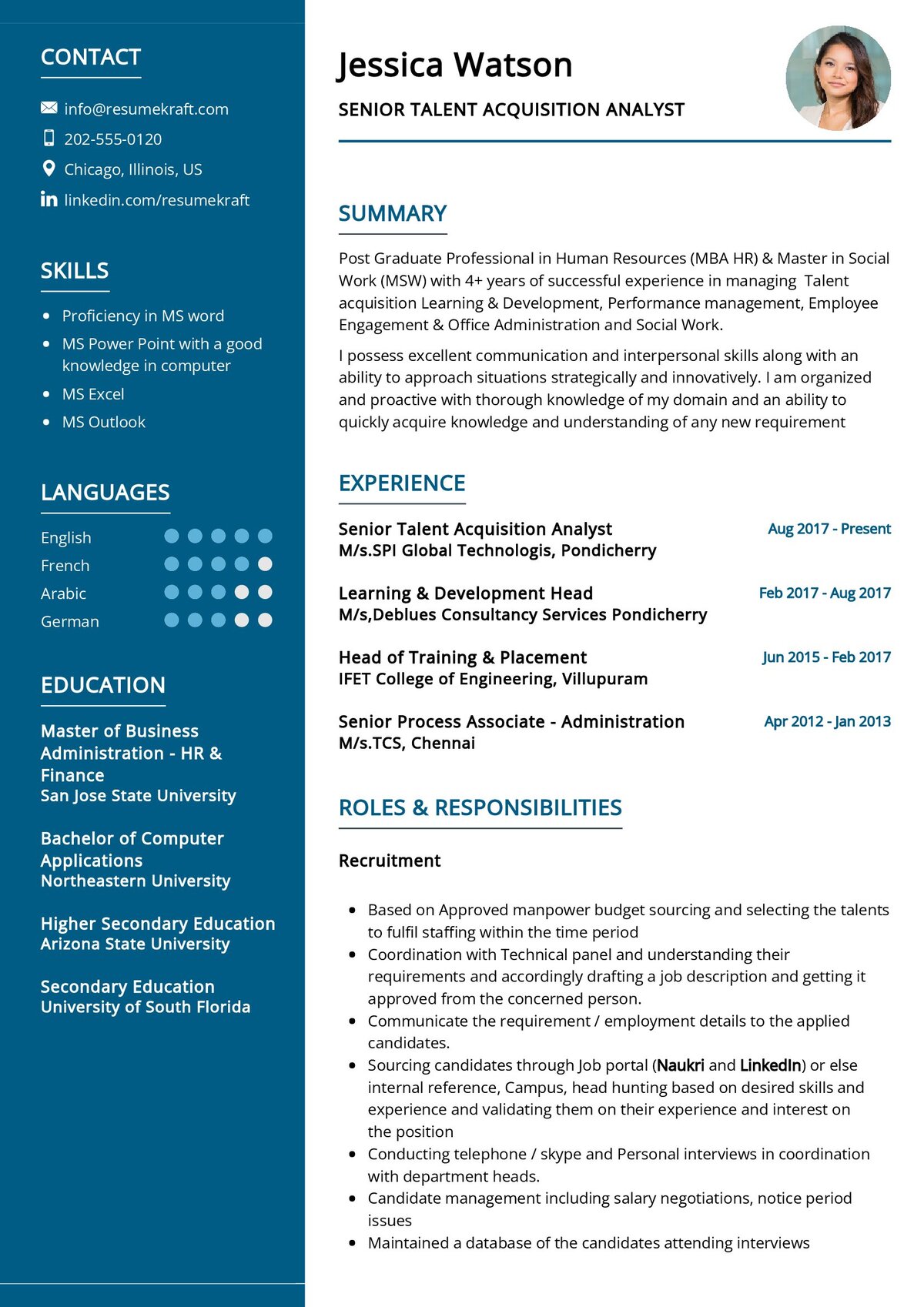 Senior Talent Acquisition Analyst Resume Sample In 2024 ResumeKraft