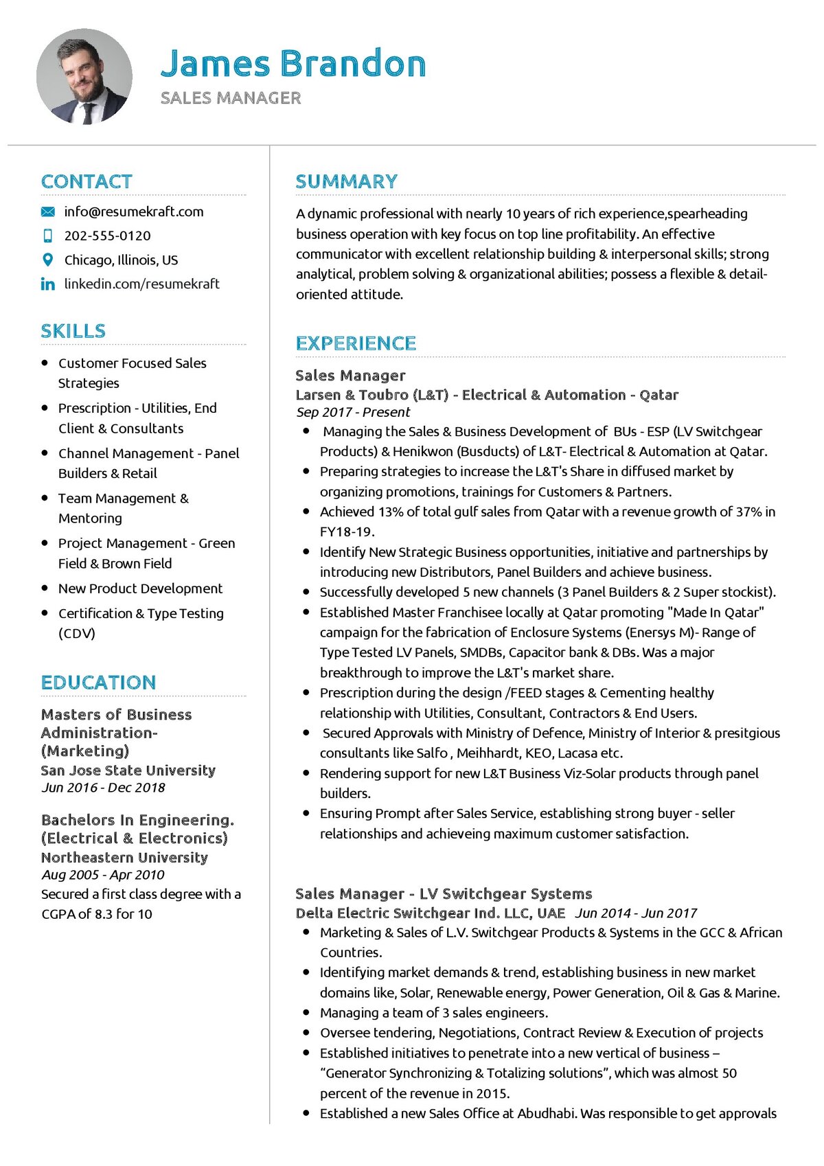 Sales Manager CV Example in 2024 ResumeKraft