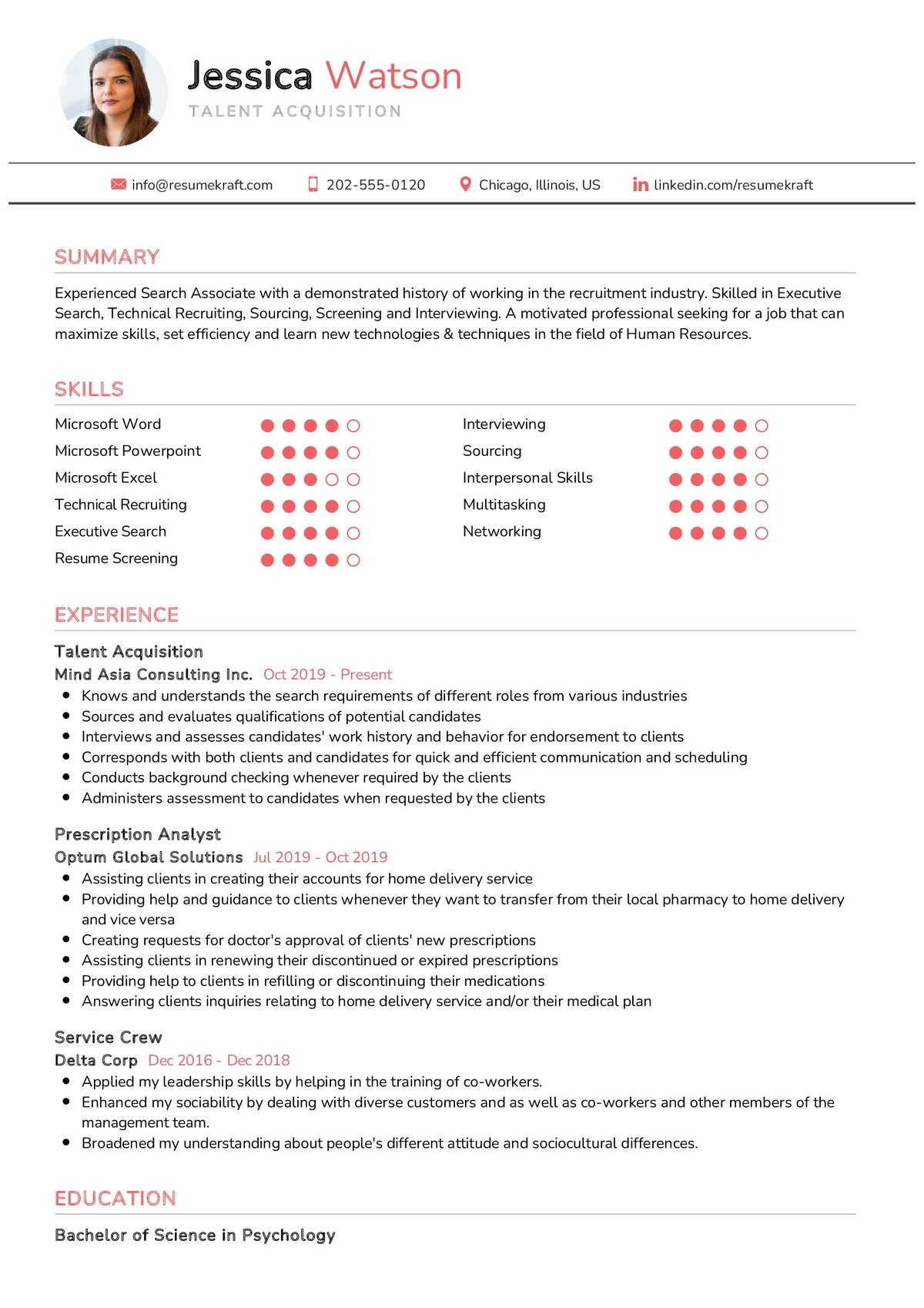 Talent Acquisition Resume Example