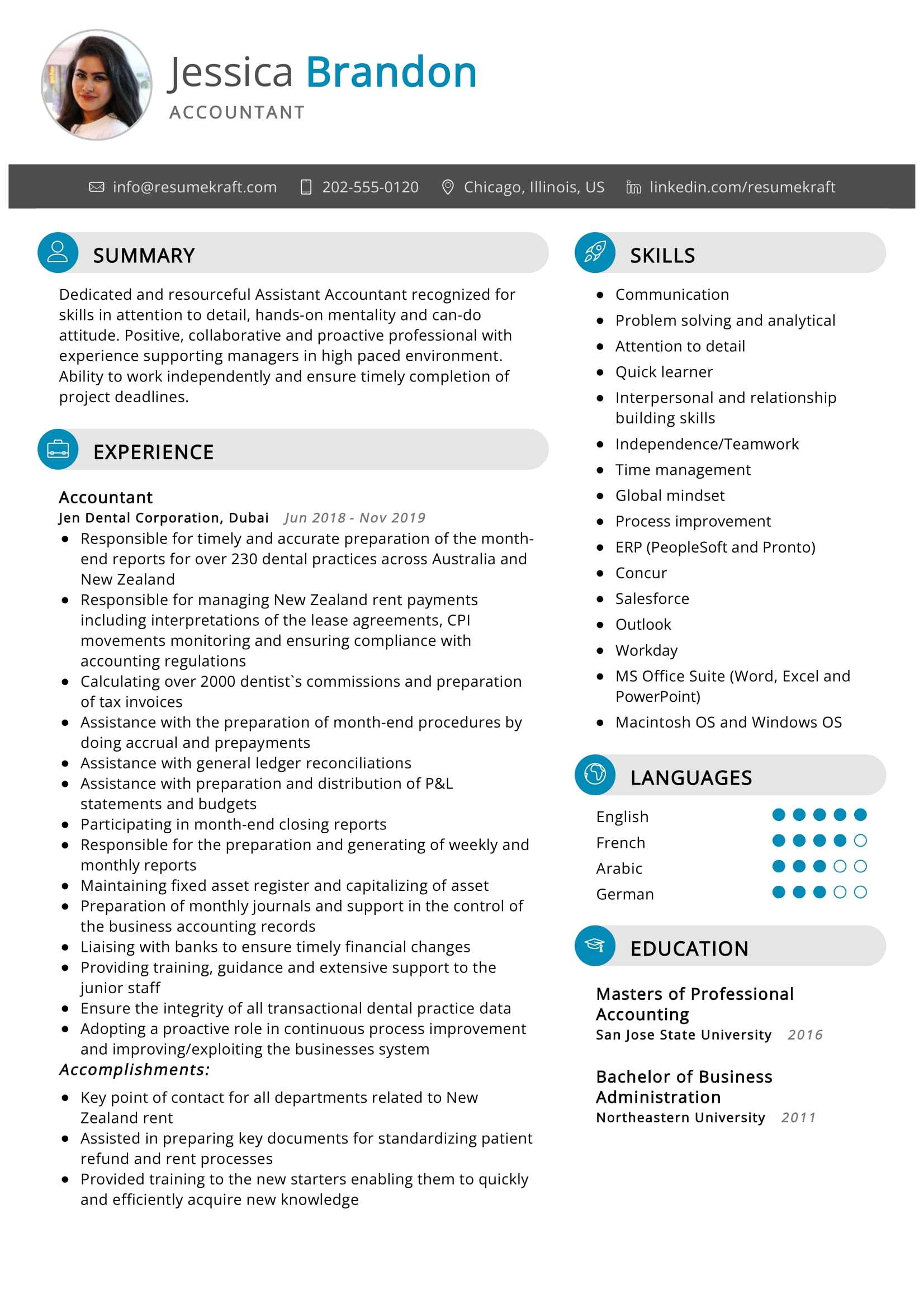 Accountant Resume Sample in 2025 - ResumeKraft